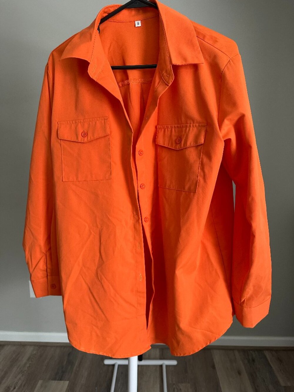 Orange Long Sleeve Button Blouse